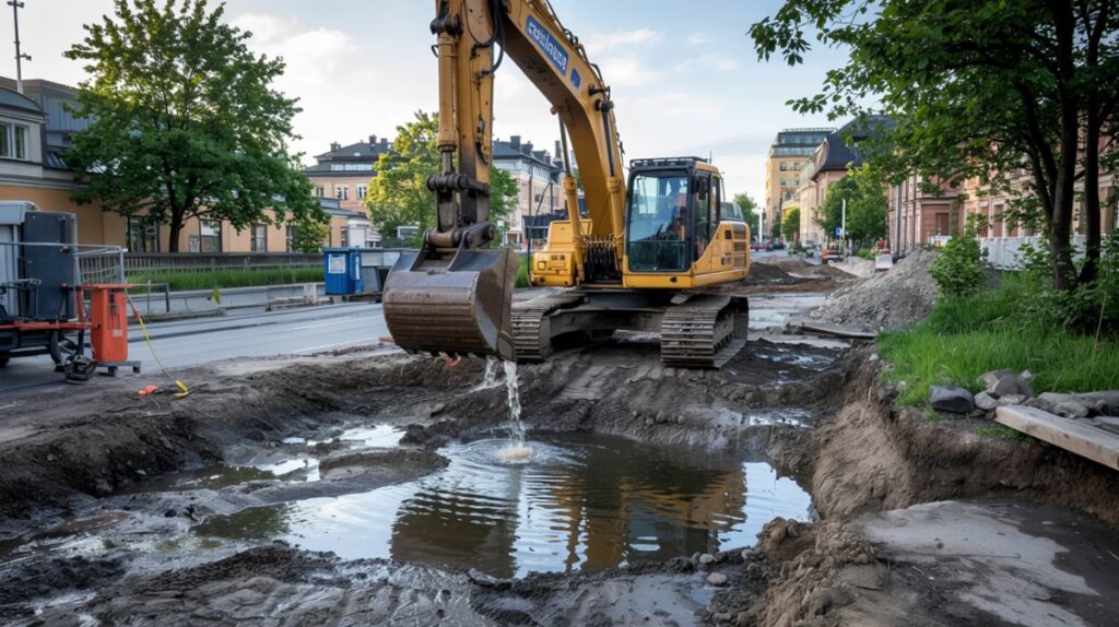 9. Hur hanterar du grundvatten vid djupa schaktningar?
