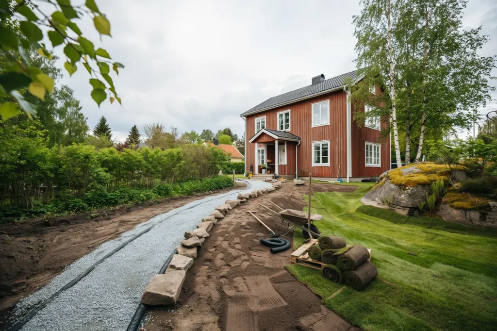 juli p tomten markarbete som f rbereder f r h stens regn och minskar framtida underh ll